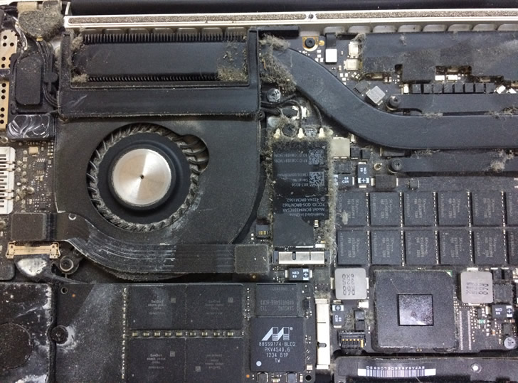 Чистка от пыли MacBook Pro A1398 